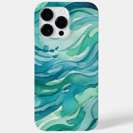 Ondas do Oceano em Aquarela Turquesa