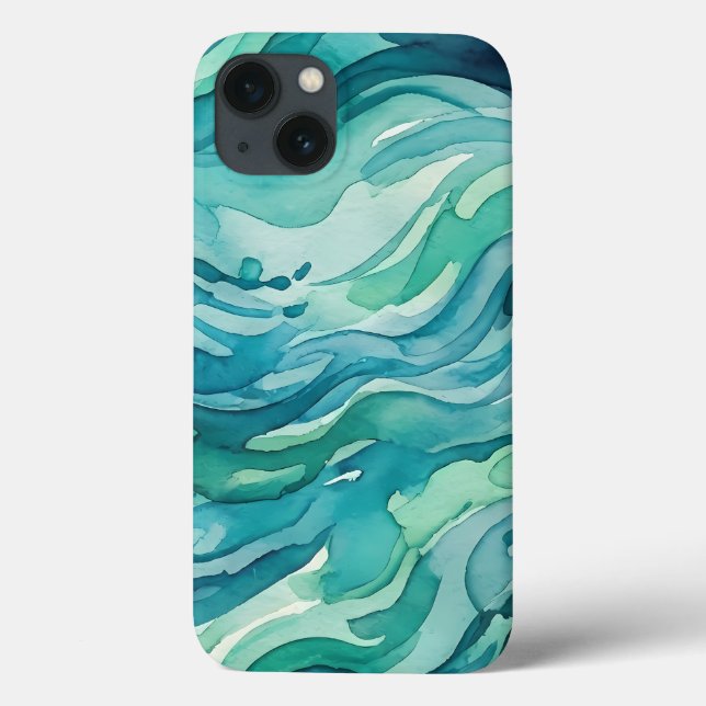 Ondas do Oceano em Aquarela Turquesa (Verso)