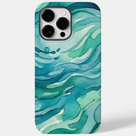 Ondas do Oceano em Aquarela Turquesa