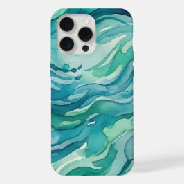 Ondas do Oceano em Aquarela Turquesa