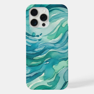 Ondas do Oceano em Aquarela Turquesa
