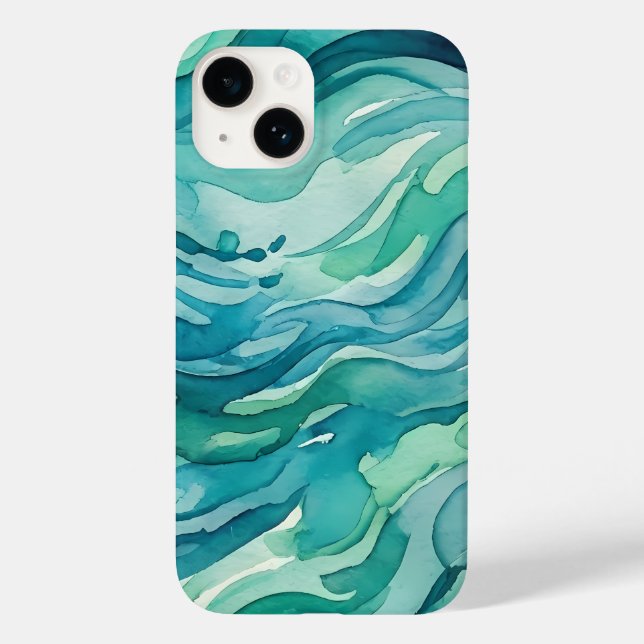 Ondas do Oceano em Aquarela Turquesa (Verso)