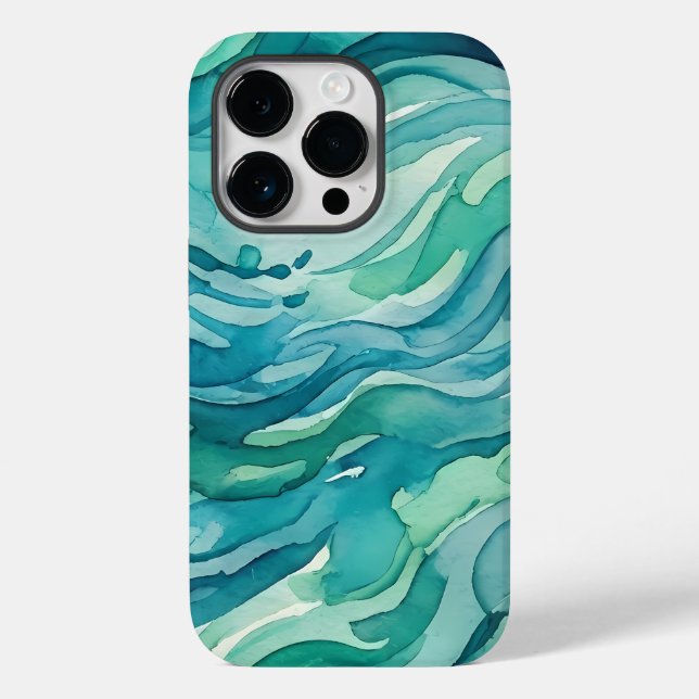 Ondas do Oceano em Aquarela Turquesa (Verso)