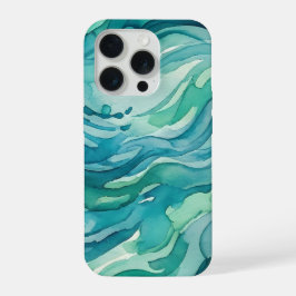Ondas do Oceano em Aquarela Turquesa
