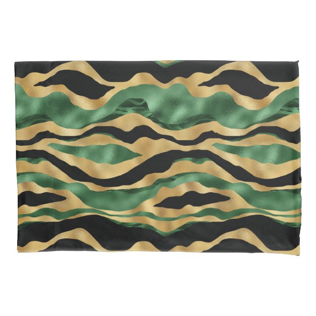 Ondas Douradas brilhantes verdes a preto (Frente)