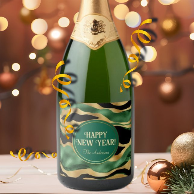 Ondas Douradas brilhantes verdes a preto (Criador carregado)