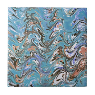 Ondas Em Abstrato De Arte Azul Acrílica