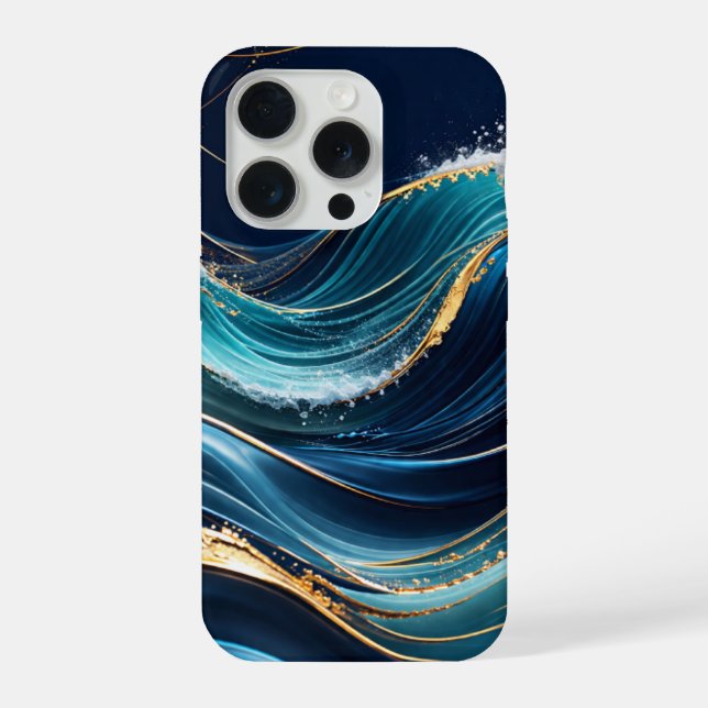 Ondas oceânicas elegantes com sotaque dourado (Verso)
