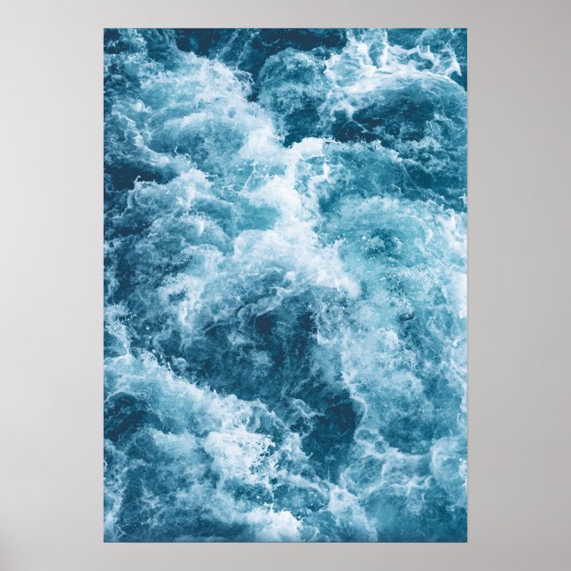 Ondas Profundas do Oceano Azul Fotografia Poster (Frente)