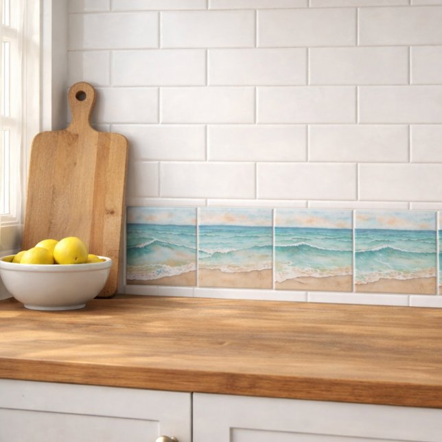 Ondas Serenas de Praia em Aquarela - Vibrações do  (Criador carregado)