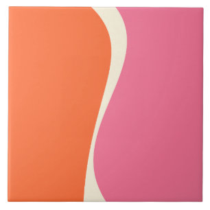 Ondas Simples 2 em Rosa, Laranja e Creme
