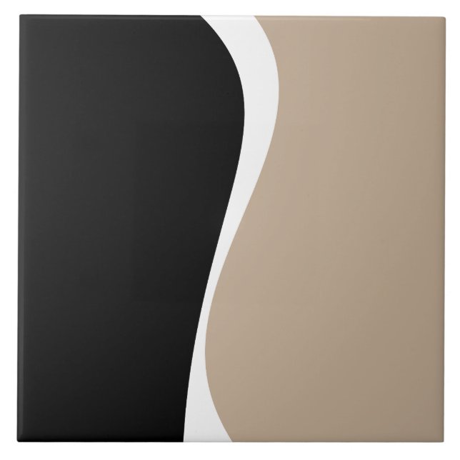 Ondas Simples 2 - Taupe, Preto e Branco (Frente)