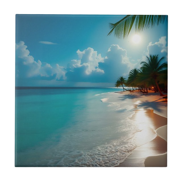 Ondas tropicais praia azul nublada (Frente)