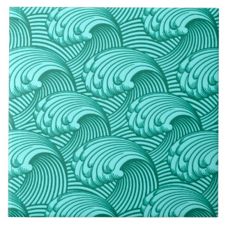 Ondas, turquesa e Aqua japoneses do vintage