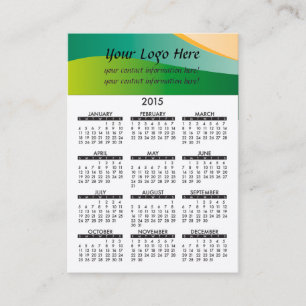 Ondas verdes do calendário do cartão de visita