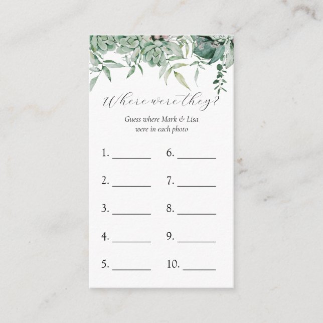 Onde Eles Estavam? Cartão de jogo chá de panela (Frente)