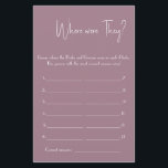 Onde Eles Estavam? Folheto da placa de jogo do chá<br><div class="desc">Adicione diversão ao seu chá de panela com este cartão de jogo "Onde eles estavam?"! Os convidados adivinham onde a noiva e o noivo estavam em cada foto — as respostas mais corretas ganham. Perfeito para chás de panela, chás de casamento, festas de noivado e bacheloretes. Disponível em designs elegantes...</div>