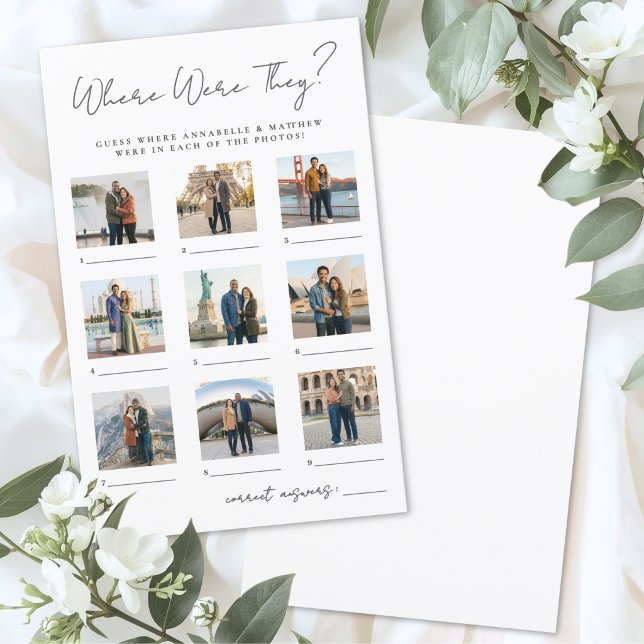 Onde Eles Estavam Jogo de Chuva de Presentes para  (Where Were They Bridal Shower Party Game )
