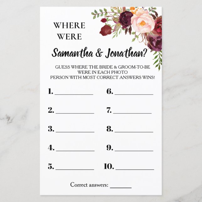 Onde eles estavam o jogo de Chá de panela de Flore (Frente)