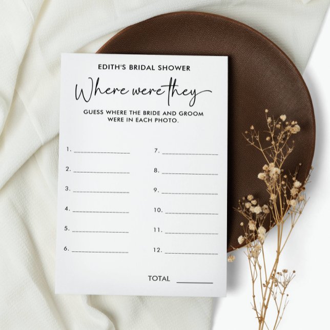 Onde Eles Estavam Simples CHÁ DE PANELA Manuscrito ("Where Were They" is an engaging bridal shower game that takes guests on a journey through the love )