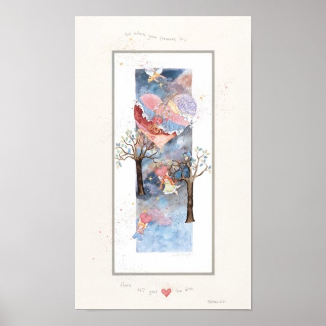 Onde está o seu tesouro, impressão de 9" x 15" com (Frente)