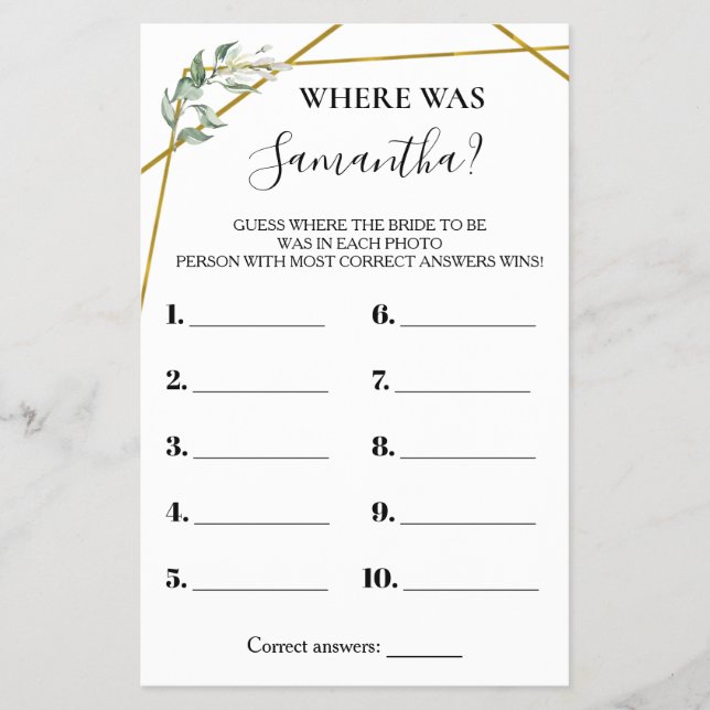 Onde estava o Cartão de Jogo de Chá Dourado da Bri (Frente)