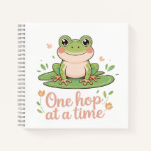 One Hop at a Time | Frog on Lily Pad Notebook