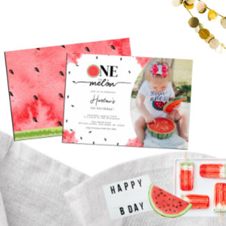 One In a Melon Photo primeiro aniversario Convite