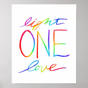 One Love & Light Inspirational Words Art Poster