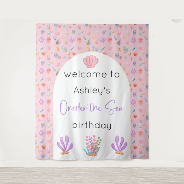 Oneder A Tapeçaria Do Fundo De Aniversário Do Mar (Frente)