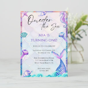 Oneder Sea 1rua Sereia Convite Aniversário