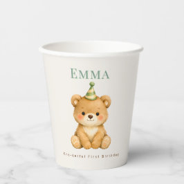 Onederful Bear First Birthday Paper Cups