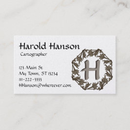 Ônibus. Cartão - Círculo de Folhas com Monograma