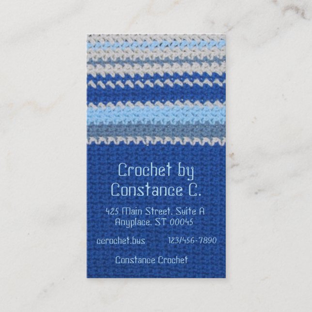 Ônibus. Cartão - Crochet de Stripe Azul e Branco (Frente)