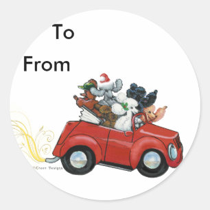 Oodles Boodles vermelhos Carros Etiquetas de Natal