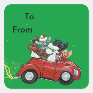 Oodles Boodles vermelhos Carros Etiquetas de Natal