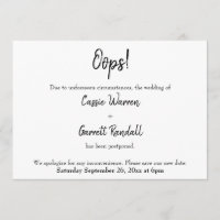 "Oops!" Anúncio de casamento adiado