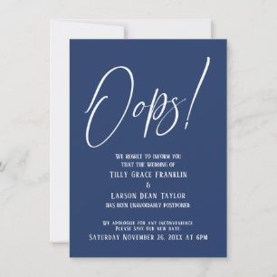 Oops! Cartão de Marinho Simples de Casamento Atra