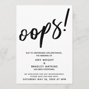 "Oops" Humorosos de Casamento Adiado! Anúncio