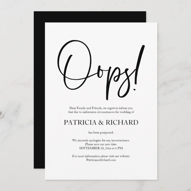 Oops Simple Chic Wedding Adiou Anúncio (Frente/Verso)