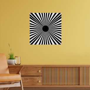 Op Art Sunburst - Poster de Abstrato branco e pret