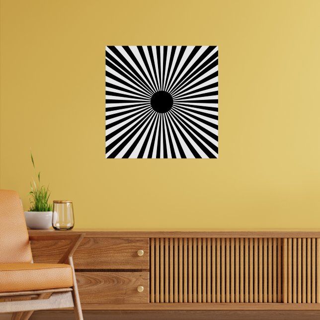 Op Art Sunburst - Poster de Abstrato branco e pret (Sala de Estar 2)
