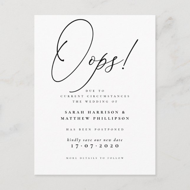Opa! Anúncio Formal de Casamento Adiado (Frente)