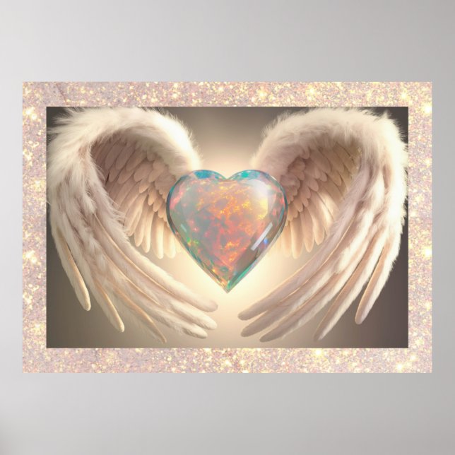 *~*~ Opal Heart Angel Wings Feather AP78 Poster (Frente)