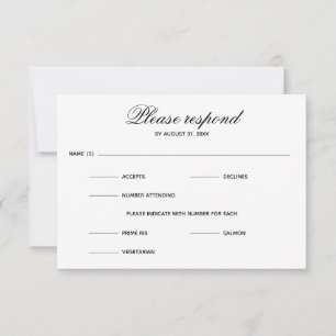 Opção de entrada simples - placa RSVP