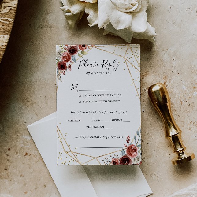Opção de Menu de Casamento Glitter Dourado Geométr (Criador carregado)