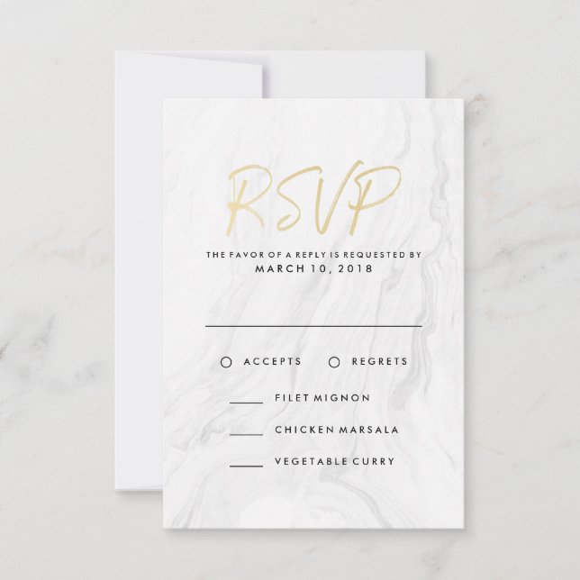 Opção de Menu de Resposta de Casamento em Mármore  (Frente)