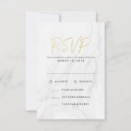 Opção de Menu de RSVP de Casamento Moderno Branco 