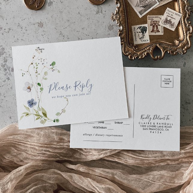 Opção de Menu Floral da Floresta Selvagem RSVP (Criador carregado)