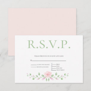 Opção de Menu RSVP - Ênfase Floral Cor-de-Rosa